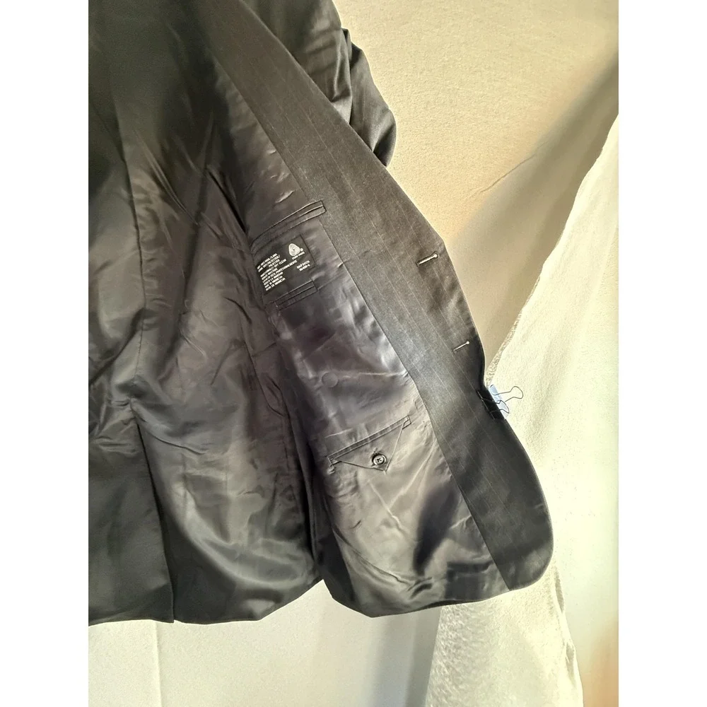 Stafford Suit Mens 48L 44x34 Gray Wool Pinstripe 2 Piece Jacket‎ Pants Classic